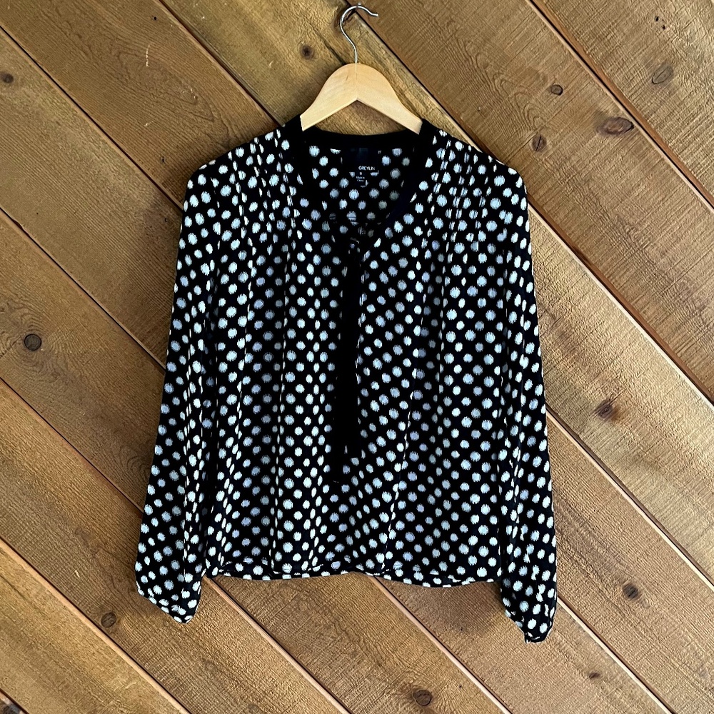 Greylin silk tie bow polka dot blouse, Size S